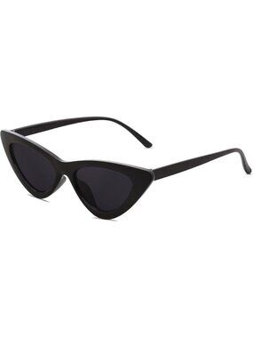 ❤️Women Black Retro Vintage Narrow Sunglasses Clout Goggles Plastic Frame Cardi